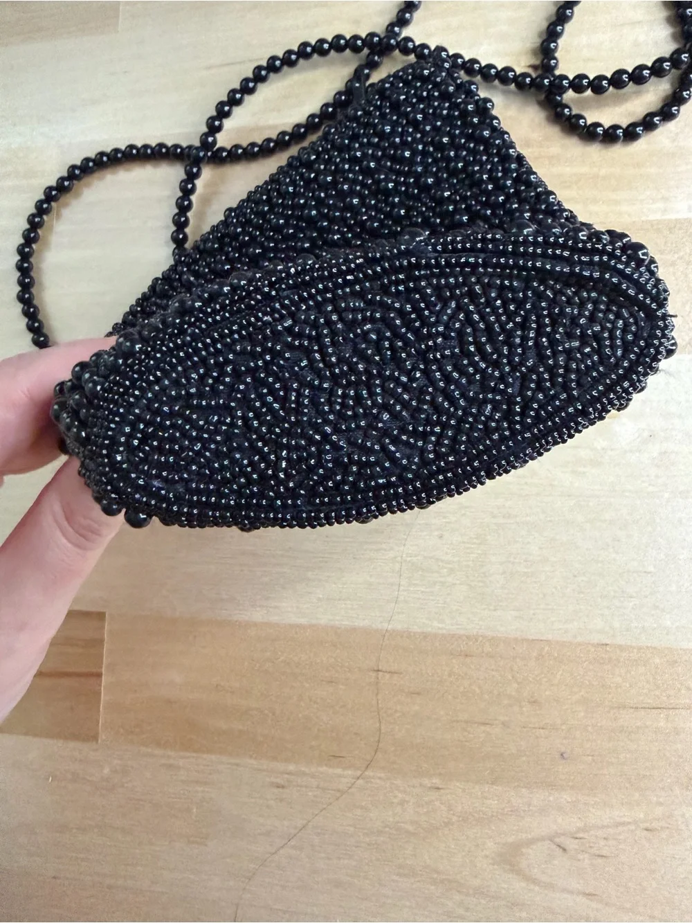 Vintage Inge Christopher Black Beaded Evening Bag